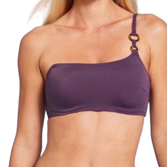 Shade & Shore Other - Shade & Shore One Shoulder Bikini Top with Ring Detail - Purple 38D